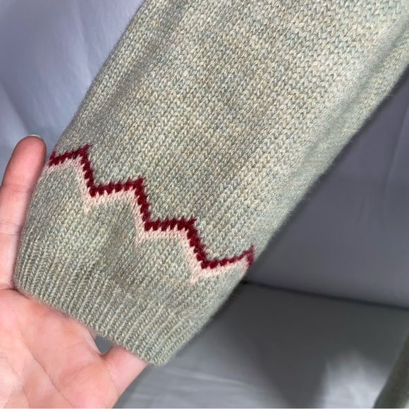 Cyrillus Paris Sage Green Wool Blend Ruffled Neck Knit Sweater Dress, Size Large - Picture 3 of 9